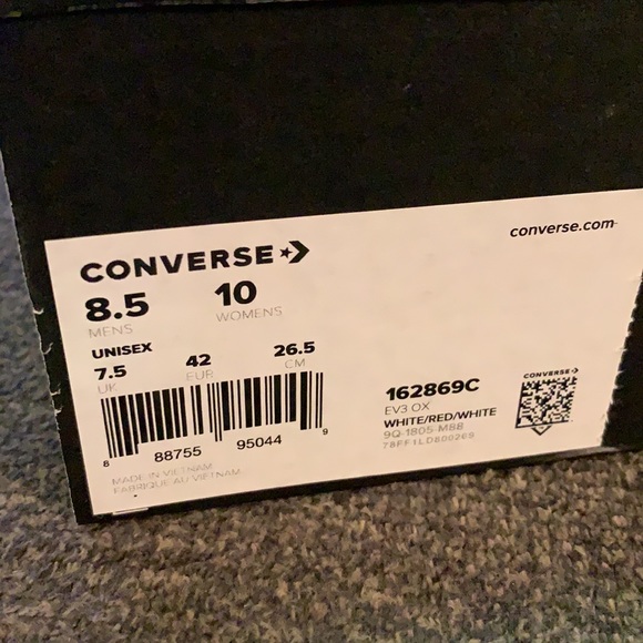 Converse EV3 OX Leather white/red Men’s 8.5 STYLE 162869C. Used. ⭐️ - Picture 5 of 6